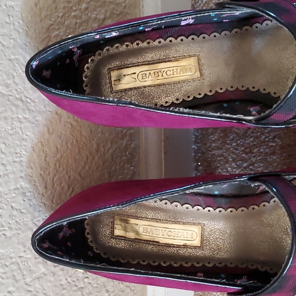 Babycham Burgundy Plaid Heels - Picture 3 of 9